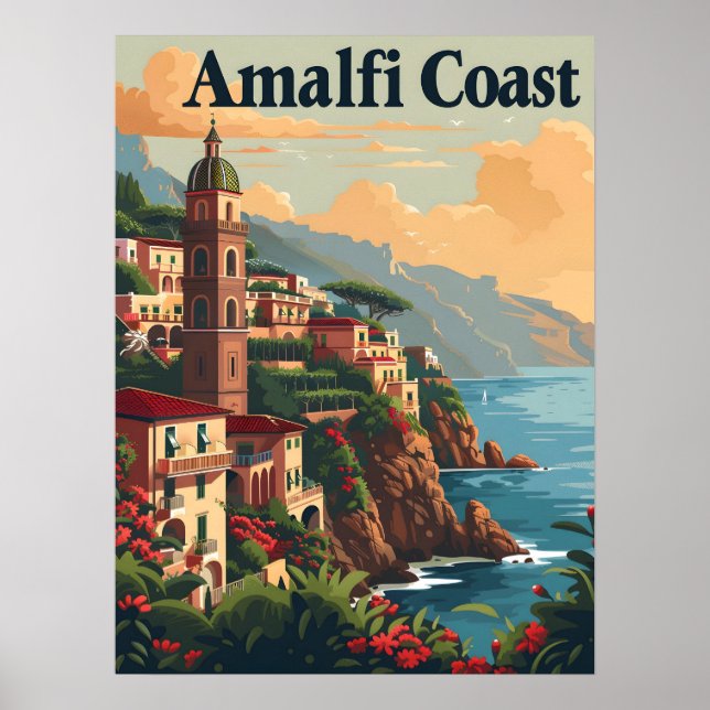 Amalfi Kusten Vintage Poster (Framsidan)