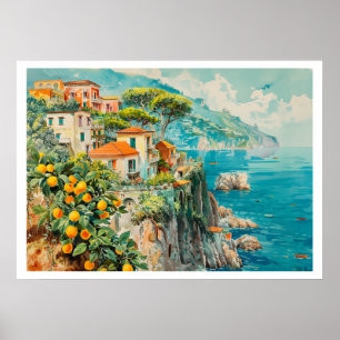 Amalfi Kusten Vintage resor Poster
