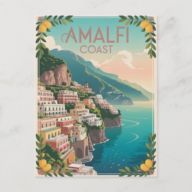 Amalfi Kusten vintage Vykort (Framsida)