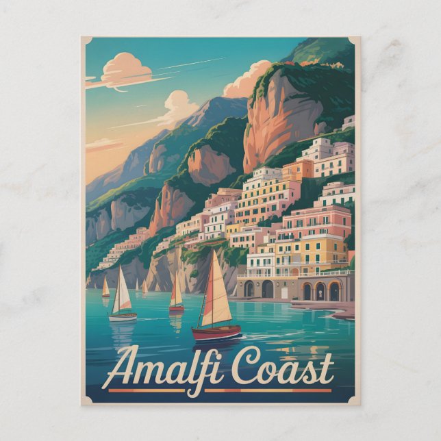 Amalfi Kusten vintage Vykort (Framsida)