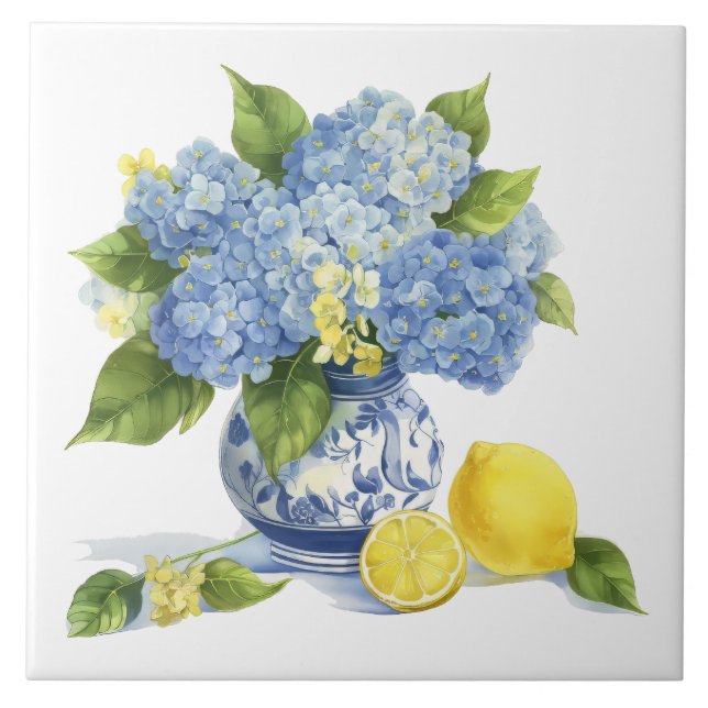 Amalfi Kusten Watercolor Mediterranean Lemon Kakelplatta (Framsidan)
