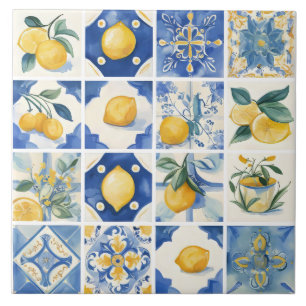 Amalfi Kusten Watercolor Mediterranean Lemon Kakelplatta