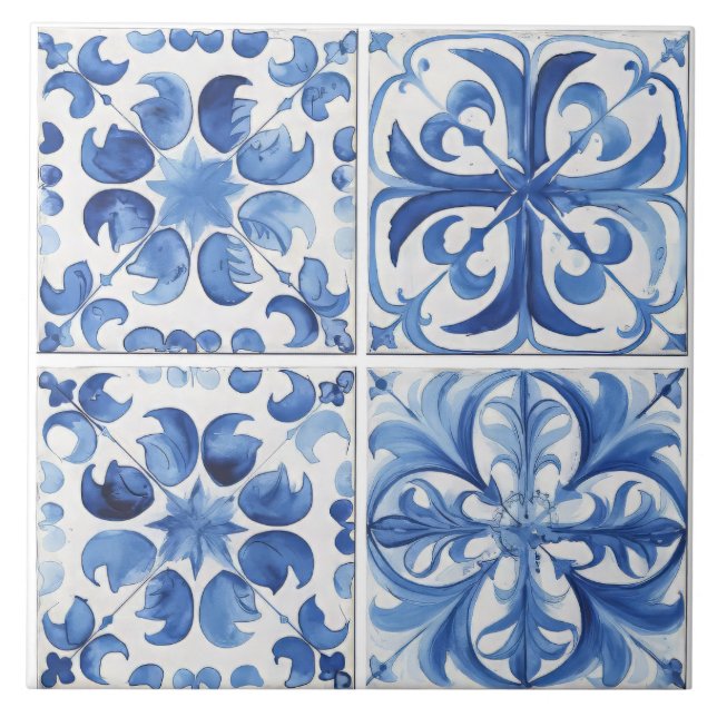 Amalfi Kusten Watercolor Mediterranean Lemon Kakelplatta (Framsidan)