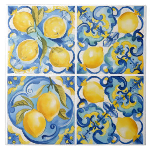 Amalfi Kusten Watercolor Mediterranean Lemon Kakelplatta