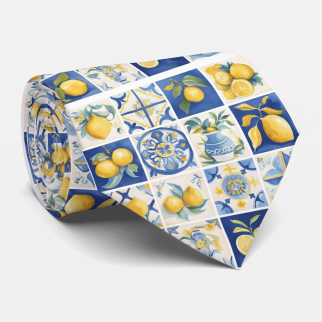 Amalfi Kusten Watercolor Mediterranean Lemon Nacke Slips (Rullad)