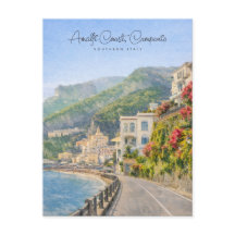 Amalfi-kustens akvarell romantiska resminne