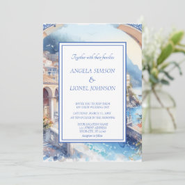 Amalfi-kustens blåa kakel Italien Personlig foto Inbjudningar