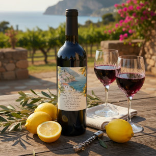 Amalfi-kustens citronbröllop   Italienska Vinflaska Etikett
