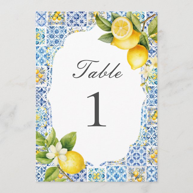 Amalfi-kustens italienska citrondetaljer bordskort (Framsida)