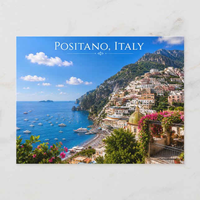 Amalfi-kustens natursköna reskonsttryck solig dag vykort (Framsida)