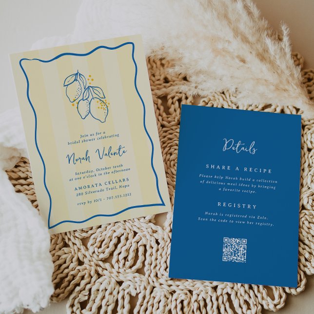 Amalfi Lemon All-in-One Handwritten Bridal Shower Inbjudningar (Skapare uppladdad)