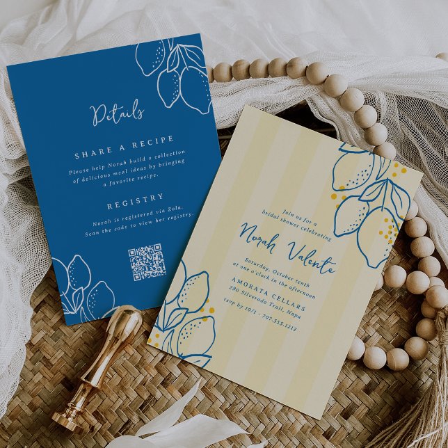 Amalfi Lemon All-in-One Handwritten Bridal Shower Inbjudningar (Skapare uppladdad)