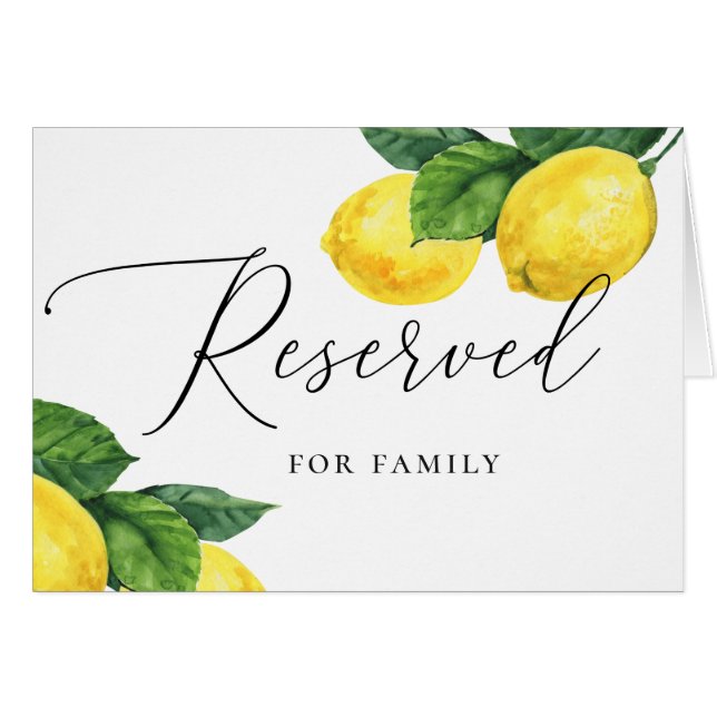Amalfi Lemon Bröllop | Rustic Citrus Reserved Sign OBS Kort (Framsidan Horizontal)