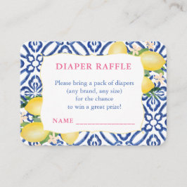 Amalfi Lemons Blue White Mönster Diaper Raffle Tilläggskort