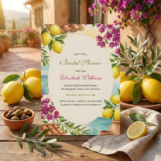 Amalfi Lemons Coastal Italian Summer Bridal Shower Inbjudningar
