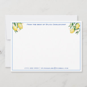 Amalfi Lemons Vintage Blue Tile Shower Tack Anteckningskort