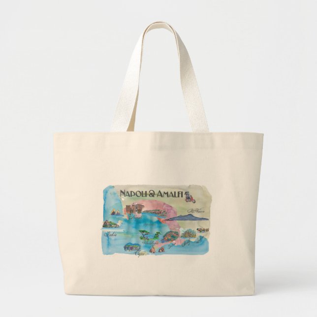 Amalfi och Napoli italienvintage Travelposter Jumbo Tygkasse (Framsidan)