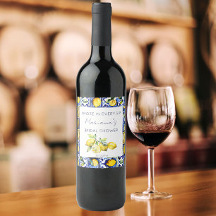 Amalfi Positano blue tiles Citons möhippa Vinflaska Etikett