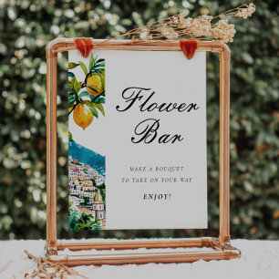Amalfi Positano Flower Pub Möhippa Sign Poster