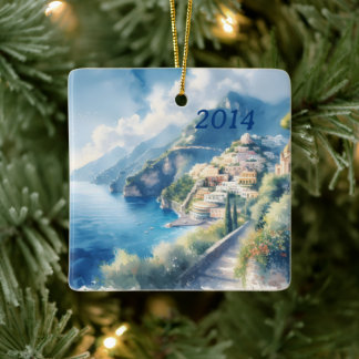 Amalfi Positano Romantic Travel Anniury Gift Julgransprydnad Keramik