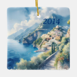 Amalfi Positano Romantic Travel Anniury Gift Julgransprydnad Keramik