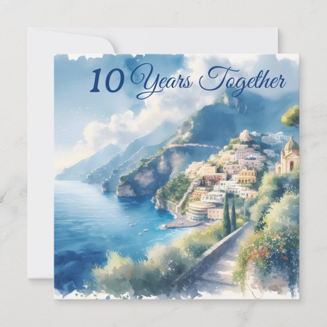 Amalfi Positano Romantic Travel Anniury Gift Kort (Framsida)