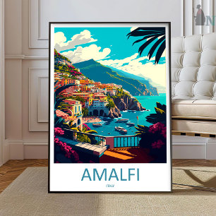 Amalfi Reseskylt, Amalfi-kusten resaffisch Poster