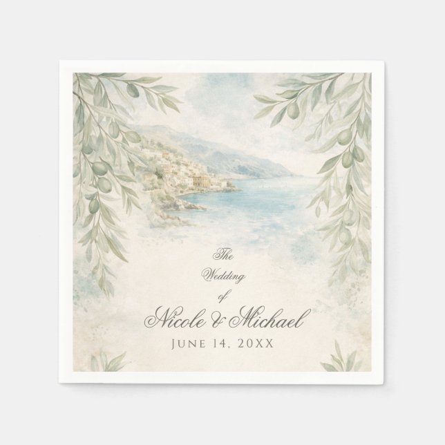 Amalfi Reverie — Mediterranean Coastal Wedding Pappersservett (Framsidan)