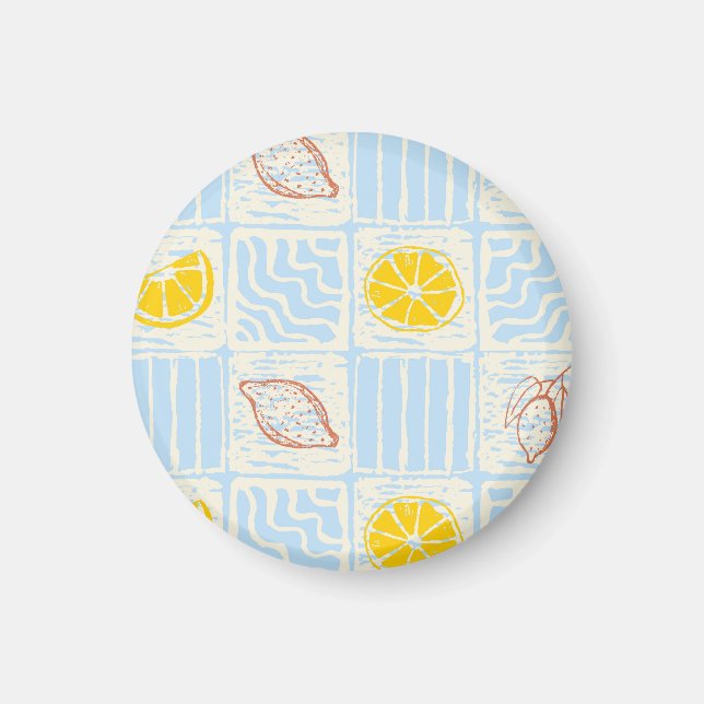 Amalfi stil sömlöst mönster med citroner magnet (Framsidan)