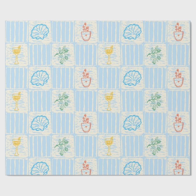 Amalfi stil sömlöst mönster presentpapper (Platt)