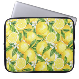 Amalfi Sunshine Watercolor Citronmönster Laptop Fodral