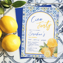 Amalfi Tiles Italienska 40:e födelsedagen Party Inbjudningar