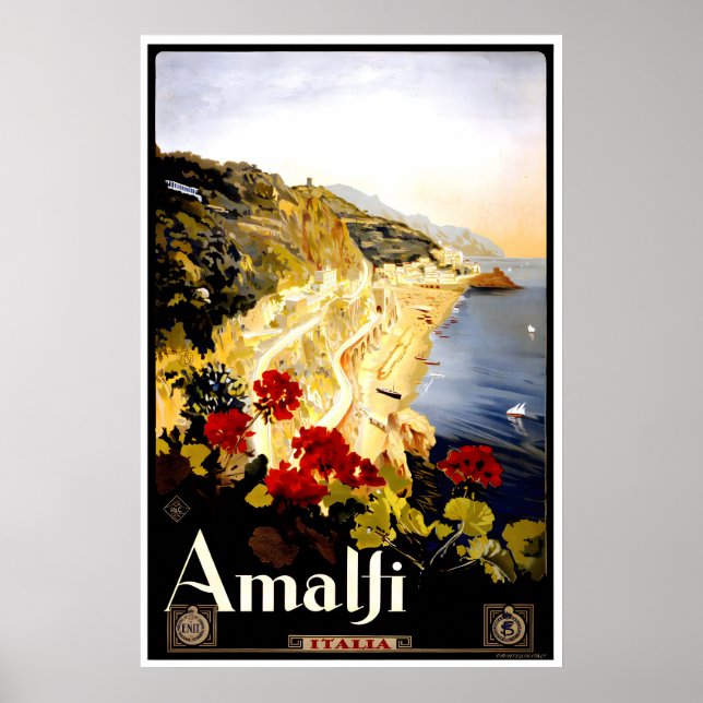 Amalfi tryck italiensk reseposter Italien konst (Framsidan)