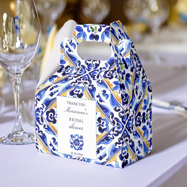 Amalfi Vietnams blå möhippa gynnar Presentaskar (Amalfi Vietri blue tile bridal shower favors personalized Favor Box Mediterranean themed favor boxes)