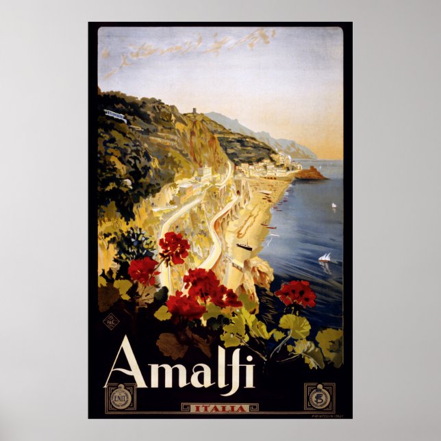 Amalfi Vintage Italy Travel Poster (Framsidan)