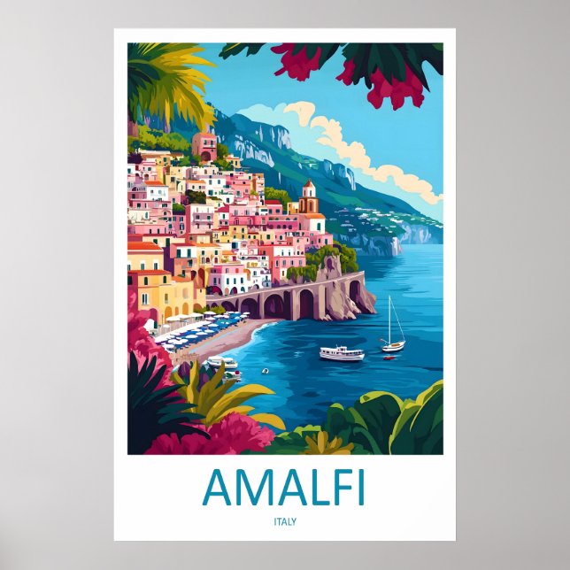 Amalfi Vintage Resa Poster Skidåkning Nationalpark (Framsidan)