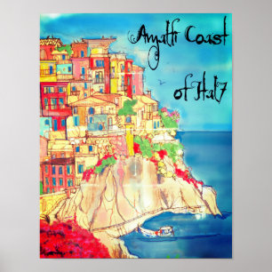 Amalfikusten i Italien 11" X 14" affisch