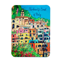 Amalfikusten i Italien Färgglad modern konst Magnet