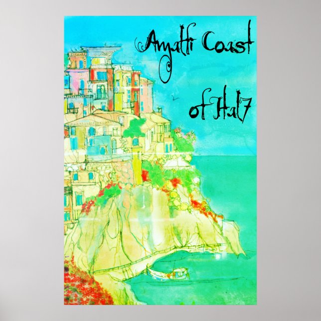 Amalfikusten i Italien Konst 11" X 14" affisch (Framsidan)