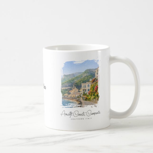 Amalfikustens akvarell romantiska resaminne kaffemugg (Höger)