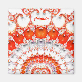 AMANDA ~ Abstrakt Mönster ~ Red Orange White~ Magnet
