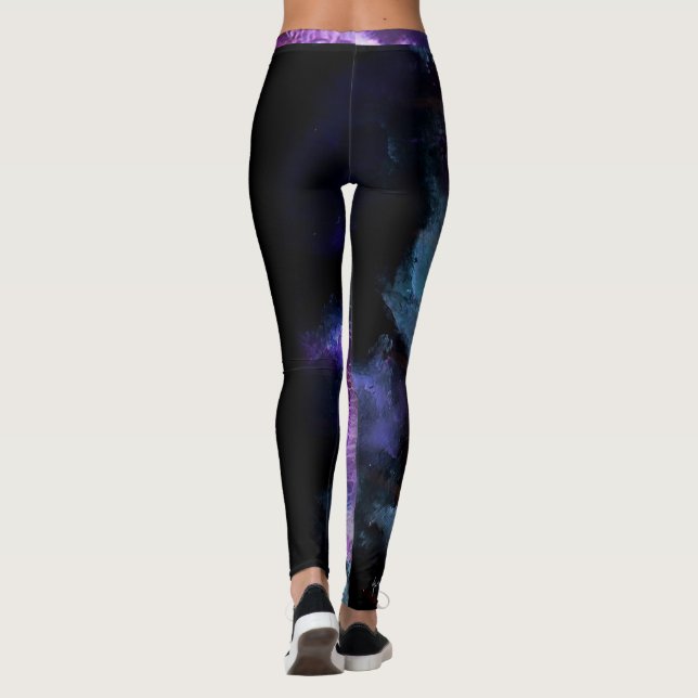 "Amanda" Coach Lila Abstrakt med remsor Leggings (Baksida)