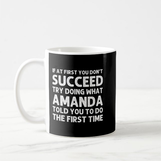 AMANDA Name Personalized Birthday Funny Christmas  Kaffemugg (Vänster)
