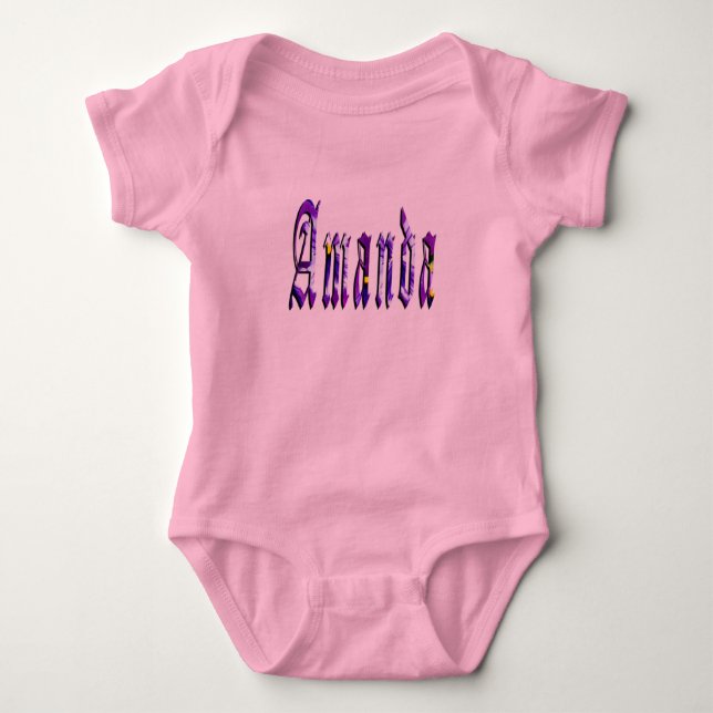 Amanda, Namn, Logotyp, Flicka Rosa Bodykostym. T Shirt (Framsida)