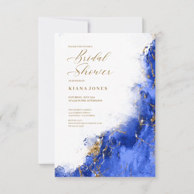 Amanda Piszczek Marble Glitter Lt Royal Blue ID644 Inbjudningar (Framsida)