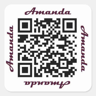 Amanda QR Code Personlig NAMN Sticker Fyrkantigt Klistermärke