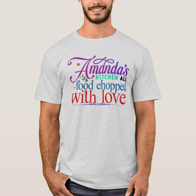Amandas kök all mat hackad med kärlek t shirt (Framsida)