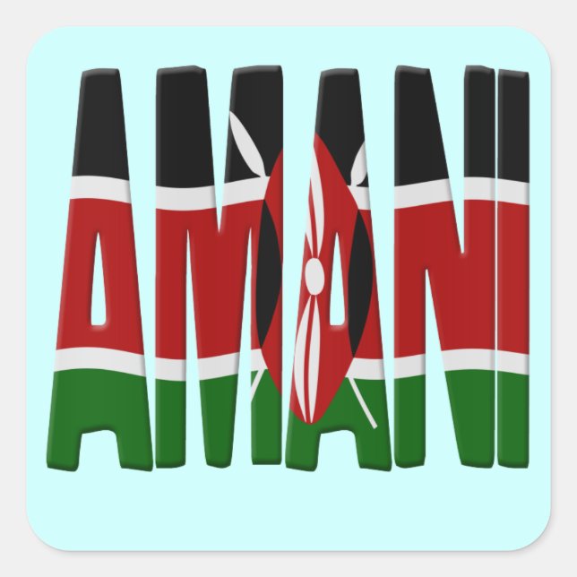 Amani - Peace - Kenya flag Fyrkantigt Klistermärke (Framsida)
