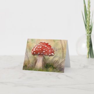 Amanita Muscaria Fly Agaric Akvarell Svamp Tack Kort