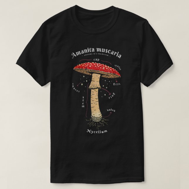 Amanita muscaria Mushroom definition latin art T Shirt (Design framsida)